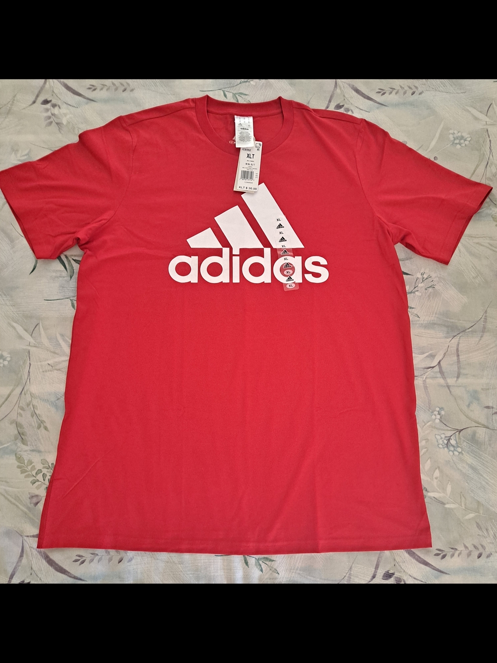 Adidas Red Short Sleeve Crew Tee with White Logo Size XLT